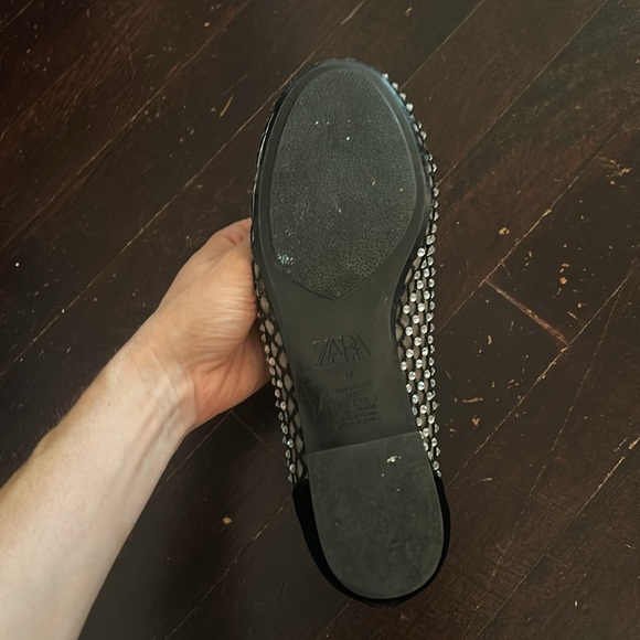 ZARA Black Rhinestone Mesh Ballet Flats - Picture 3 of 5